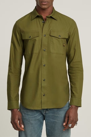 Camisa slim Marine - Verde-azeitona
