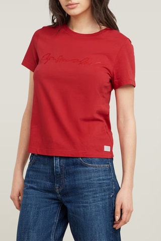 T-shirt regular em algodão biológico G-script shiny - Vermelho