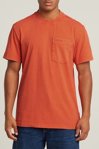 T-shirt regular em algodão biológico Washed Pocket - Vermelho