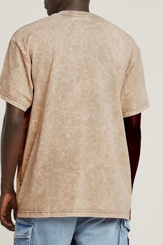 T-shirt loose em algodão biológico Washed - Bege­mesclado