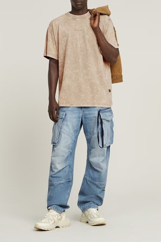 T-shirt loose em algodão biológico Washed - Bege­mesclado