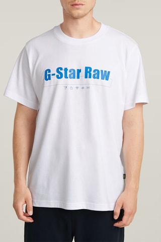 T-shirt loose em algodão biológico Symbols Print - Branco