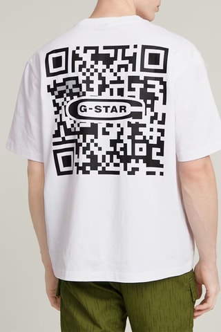 T-shirt oversize de algodão biológico QR Mini Maxi Boxy - Branco