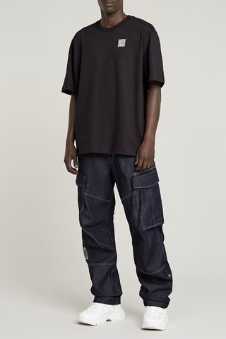 T-shirt oversize em algodão biológico QR mini maxi boxy r t - Preto