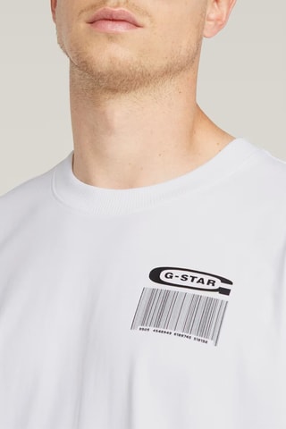 T-shirt loose em algodão biológico Barcode Back Graphic - Branco