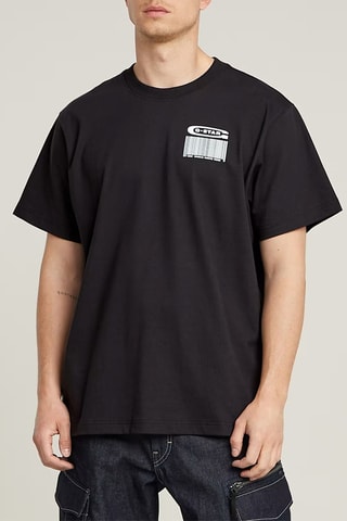T-shirt loose em algodão biológico Barcode Back Graphic - Preto