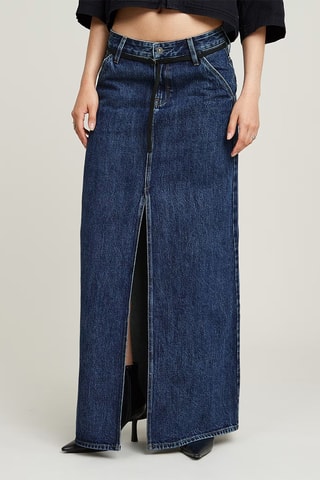 Saia comprida loose de ganga Baggy Maxi - Azul-escuro