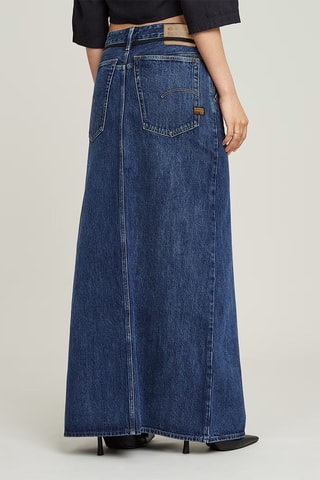 Saia comprida loose de ganga Baggy Maxi - Azul-escuro