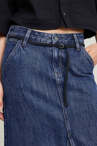Saia comprida loose de ganga Baggy Maxi - Azul-escuro