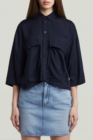 Camisa relaxed Boxy - Azul-escuro