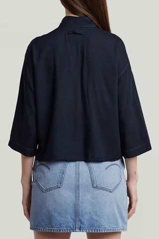 Camisa relaxed Boxy - Azul-escuro