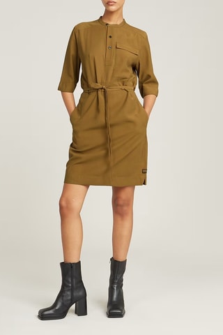 Vestido direito regular Fluid - Mostarda