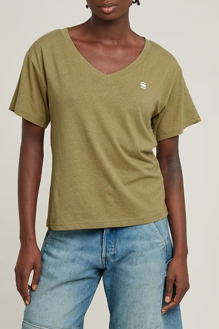 T-shirt regular em algodão biológico Open V relaxed - Verde