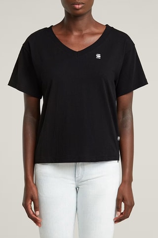 T-shirt regular em algodão biológico Open V relaxed - Preto