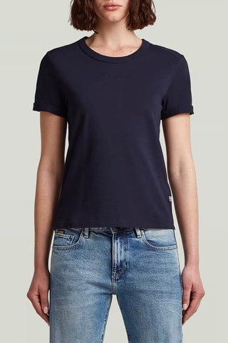 T-shirt regular em algodão biológico Embro g-script - Azul-escuro