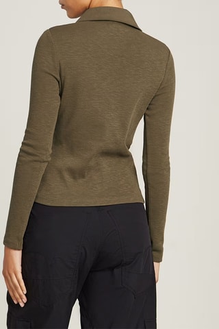 Polo slim em algodão biológico - Verde-azeitona