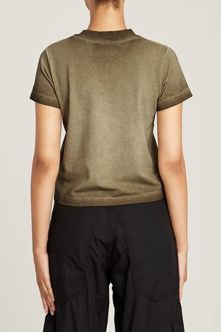 T-shirt em algodão biológico Overdyed micro boxy - Verde-azeitona