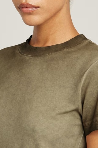 T-shirt em algodão biológico Overdyed micro boxy - Verde-azeitona