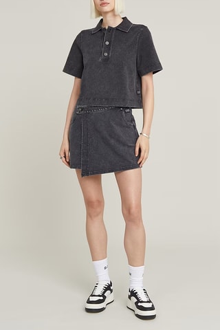 Polo loose em algodão biológico Overdyed - Preto