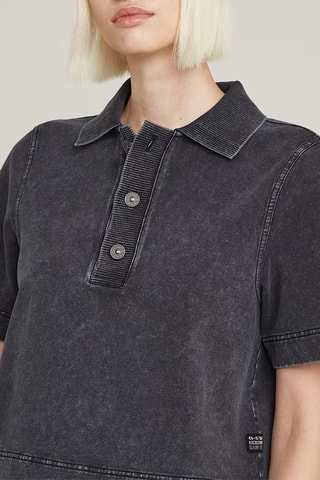 Polo loose em algodão biológico Overdyed - Preto
