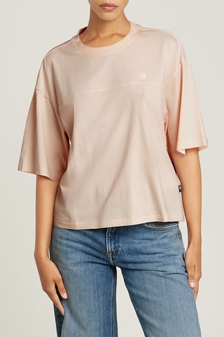 T-shirt loose em algodão biológico Horizontal Seam - Rosa