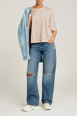 T-shirt loose em algodão biológico Horizontal Seam - Rosa
