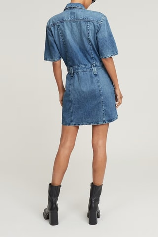 Vestido-camisa slim de ganga Biker - Azul