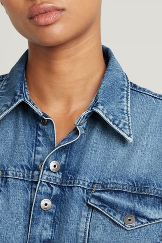 Vestido-camisa slim de ganga Biker - Azul
