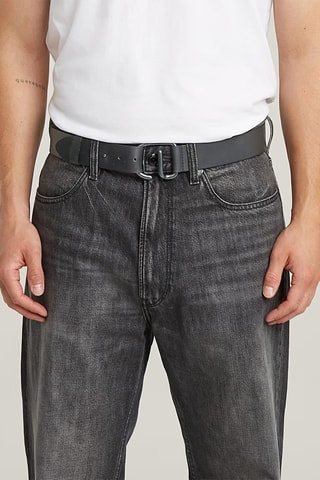 Cinto em couro de búfalo Vintage Buckle - Preto