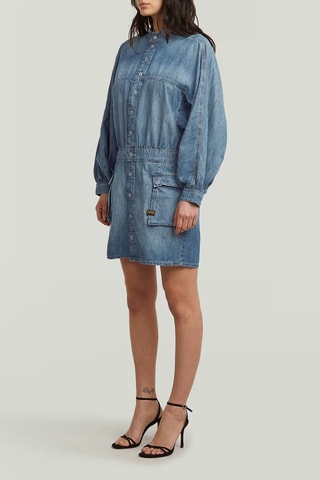 Vestido-camisa loose de ganga Macro Balloon - Azul