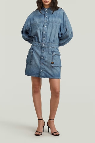Vestido-camisa loose de ganga Macro Balloon - Azul