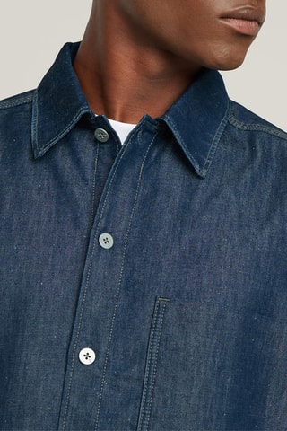 Camisa oversize Long Pocket Boxy - Azul-escuro