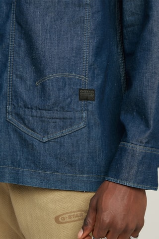 Camisa oversize Long Pocket Boxy - Azul-escuro