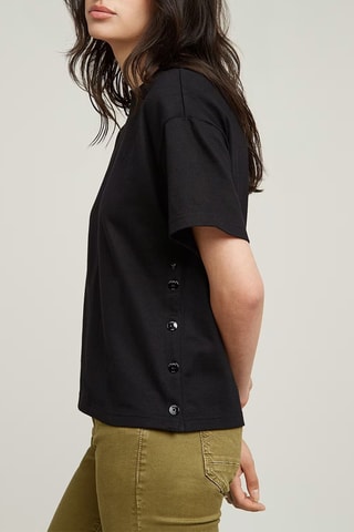 T-shirt regular em algodão biológico Side Relaxed - Preto