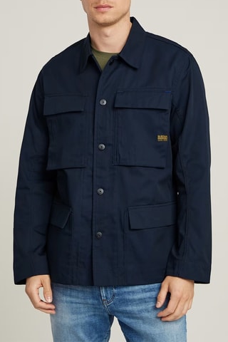 Sobrecamisa slim em algodão biológico - Azul-escuro