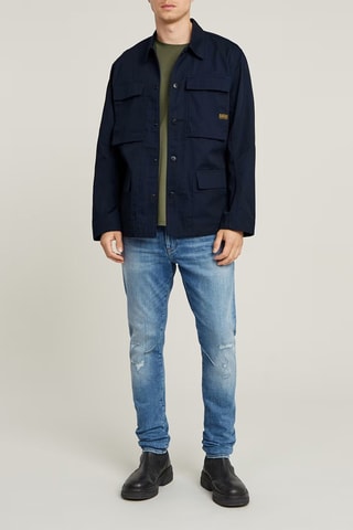 Sobrecamisa slim em algodão biológico - Azul-escuro