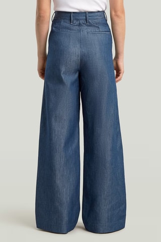 Calças chino loose wide legs de cintura alta Fluid - Azul-escuro