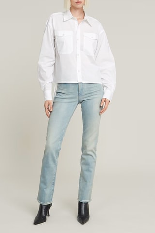 Camisa straight em algodão biológico Boxy - Branco