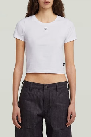 T-shirt cropped superslim em algodão biológico - Branco