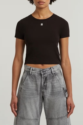 Crop top superslim em algodão biológico - Preto