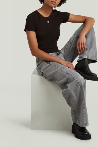 Crop top superslim em algodão biológico - Preto