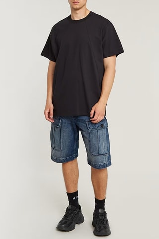T-shirt loose em algodão biológico Seam Detail - Preto