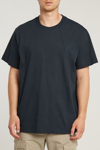 T-shirt loose em algodão biológico Seam Detail - Azul-escuro