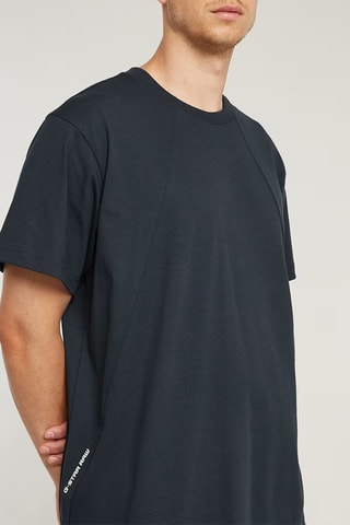 T-shirt loose em algodão biológico Seam Detail - Azul-escuro