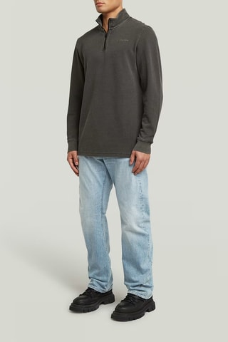 Camisola relaxed em algodão biológico Overdyed Tweeter Half Zip - Cinzento