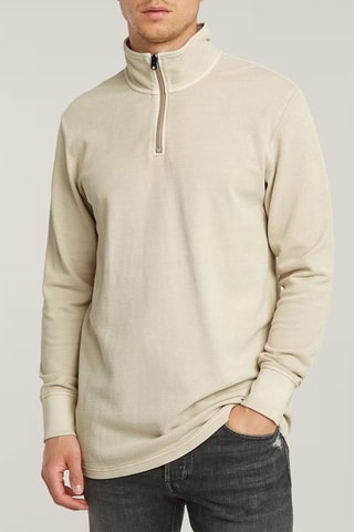T-shirt relaxed em algodão biológico Overdyed Tweeter Half Zip - Bege