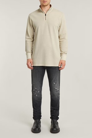 T-shirt relaxed em algodão biológico Overdyed Tweeter Half Zip - Bege
