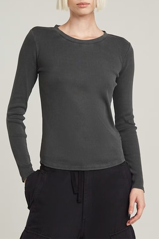 T-shirt slim em algodão biológico Overdyed - Preto