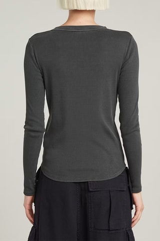 T-shirt slim em algodão biológico Overdyed - Preto