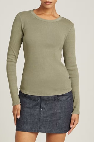 T-shirt slim em algodão biológico Overdyed - Verde
